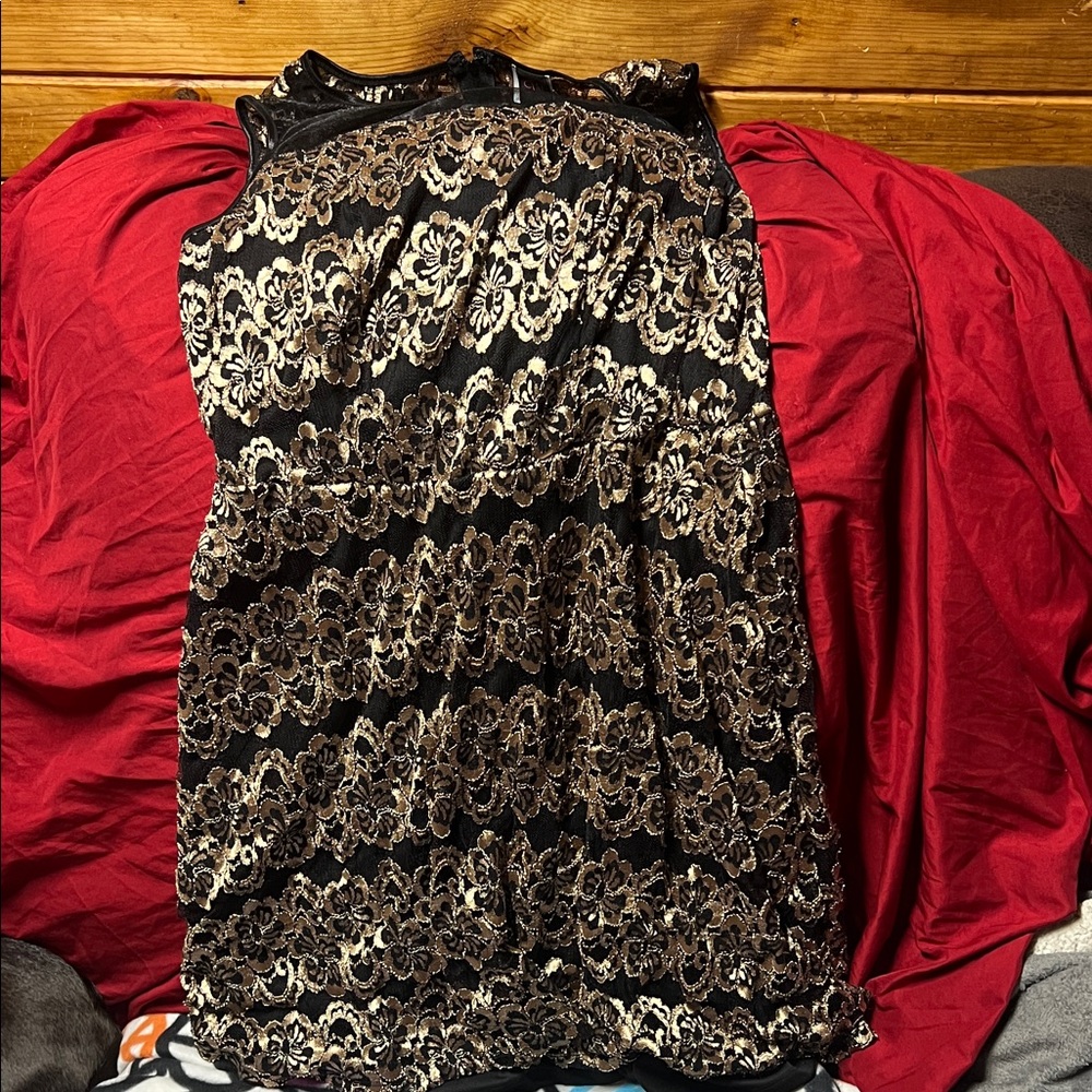 Wrapper Black and Gold Floral dress